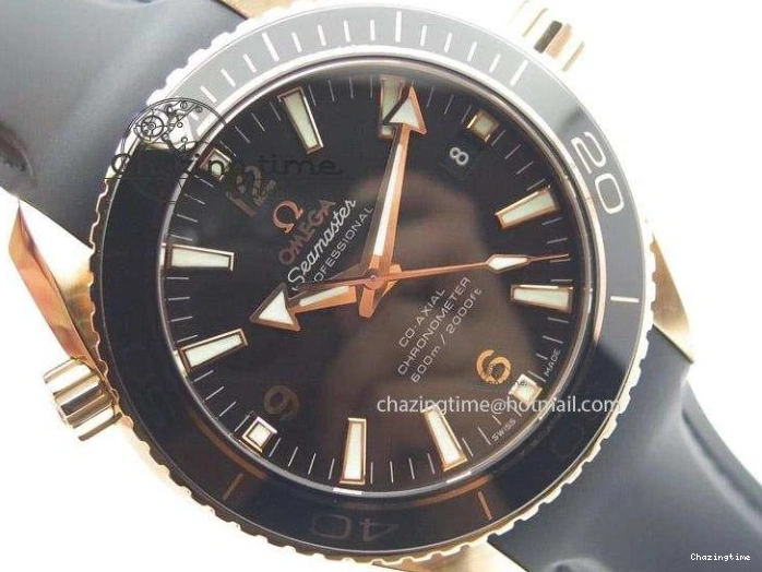 0418 Planet Ocean Professional Rose Gold Liquid Metal V6F 42mm On Black Rubber Strap A Vibrant 8266